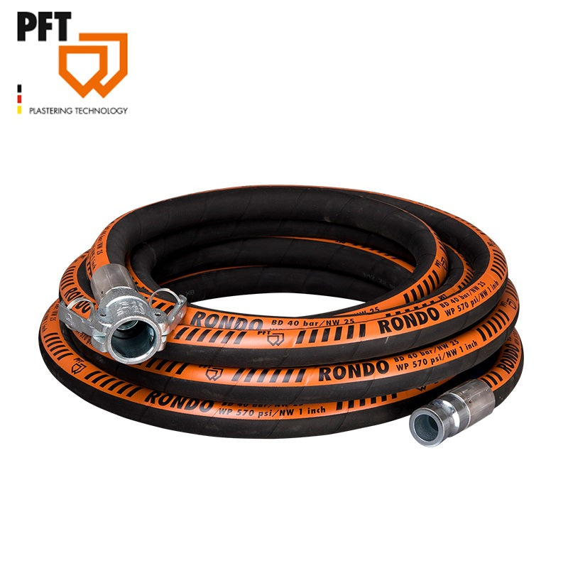 Furtun de presiune PFT Rondo, pentru mortar, O 25mm, 10m, cu cuplaje sertizate Furtun de presiune PFT Rondo, pentru mortar, O 25mm, 10m, cu cuplaje sertizate